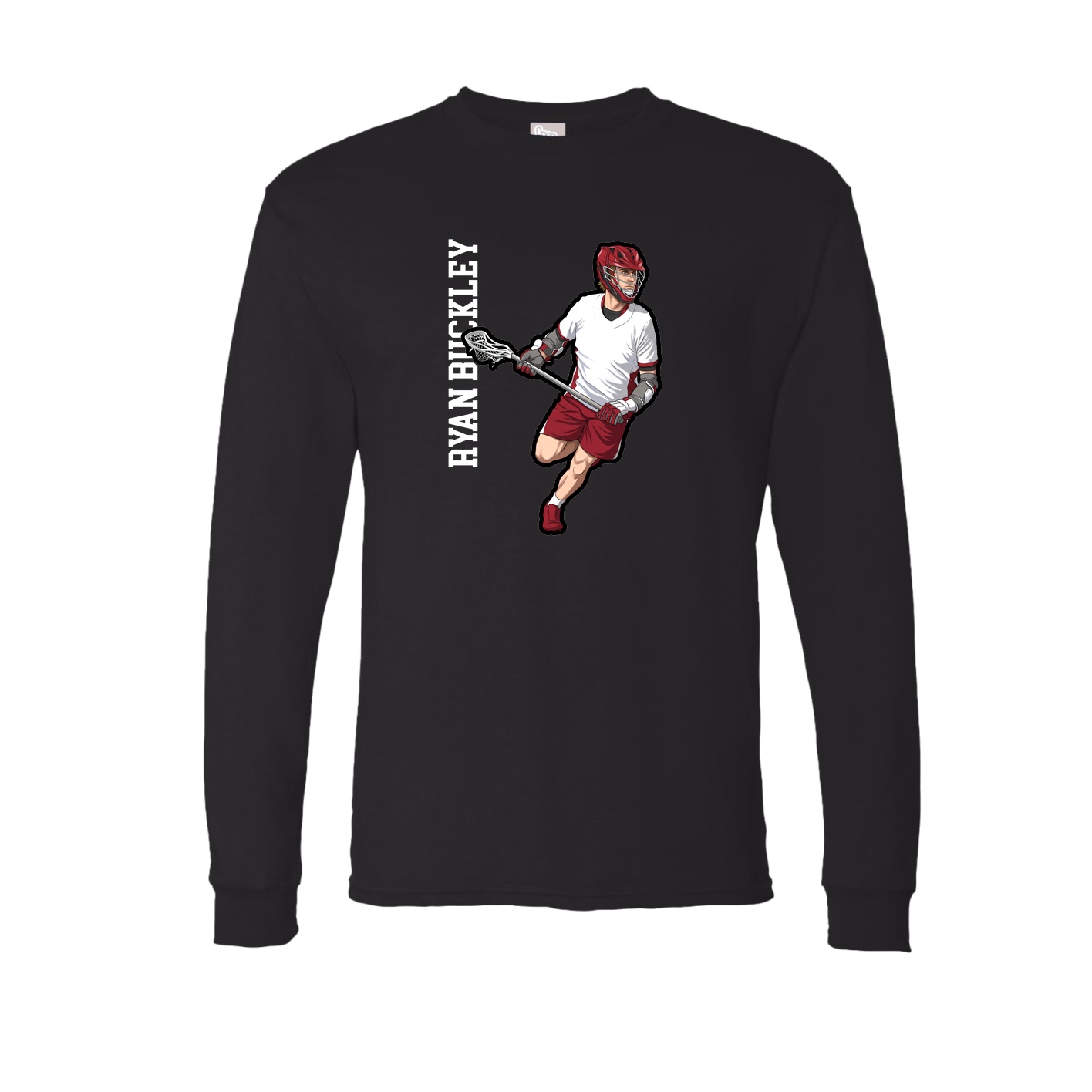 Long Sleeve Tee — Name Vertical in Black