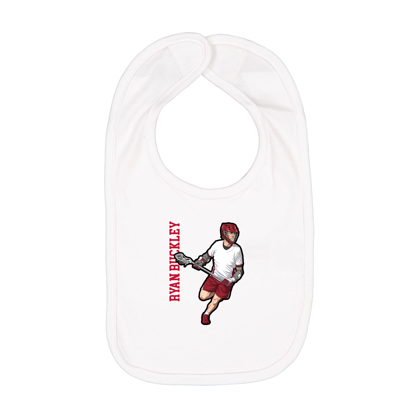 Infant Bib — Name Vertical in White