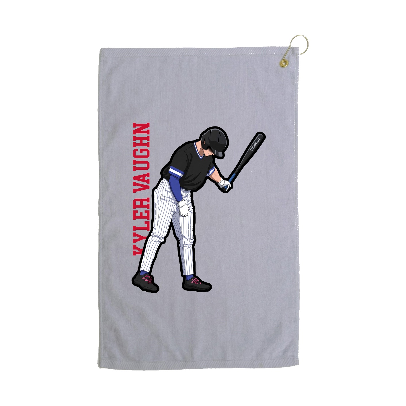 Golf Towel — Name Vertical in Grey