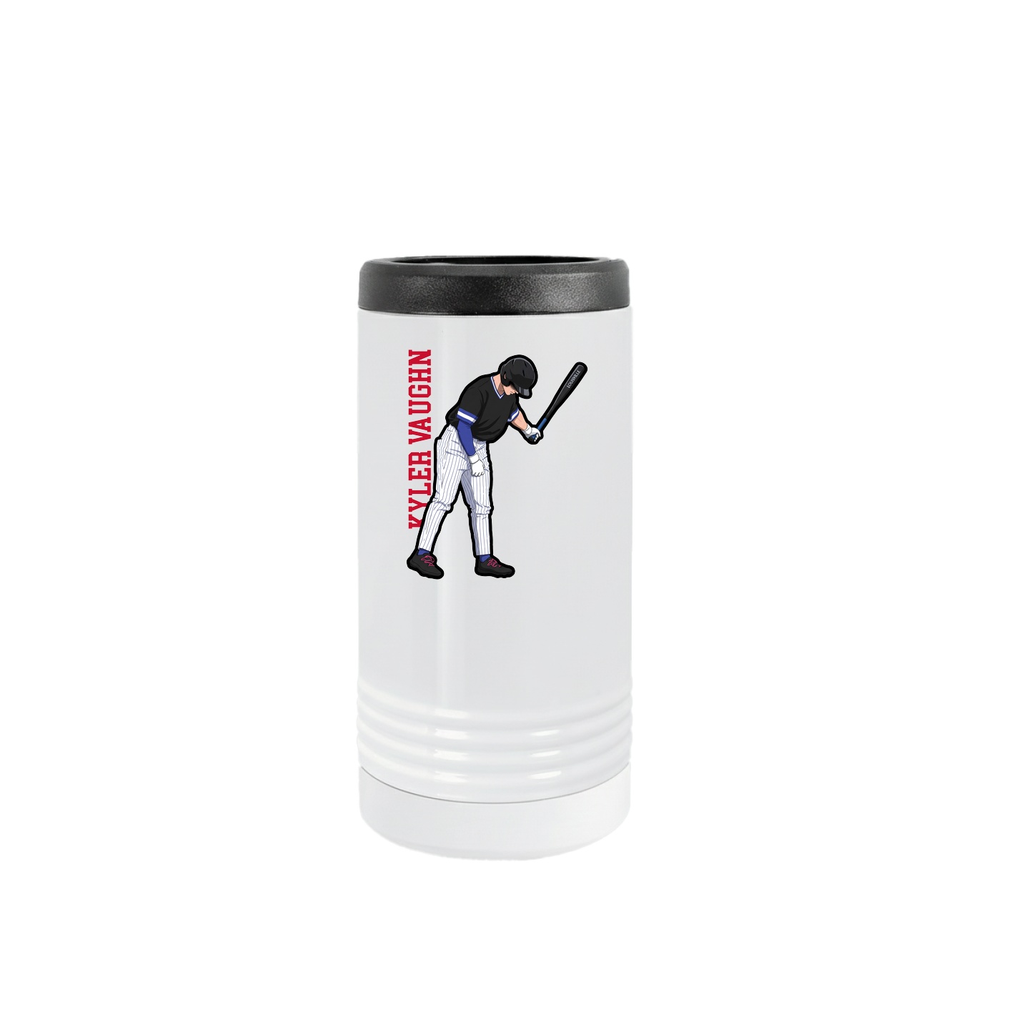 Slim Beverage Holder — Name Vertical in White