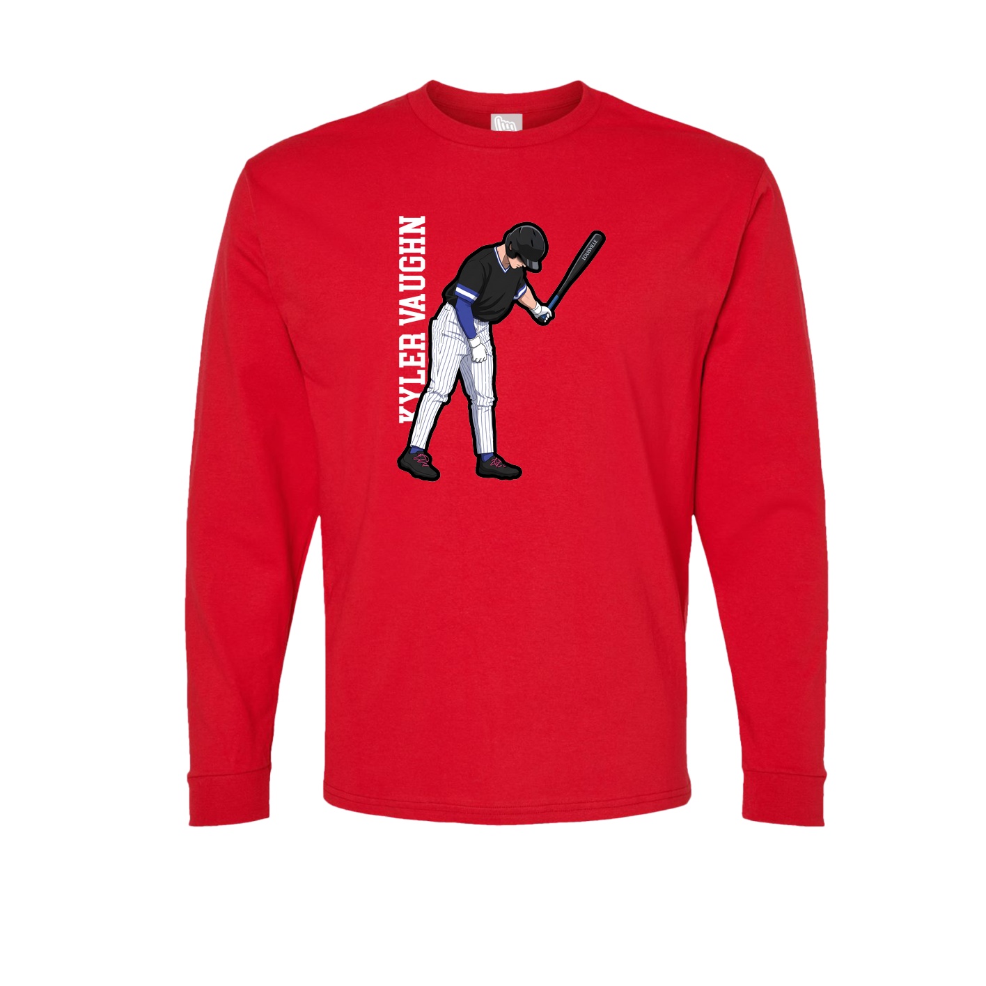 Long Sleeve Tee — Name Vertical in Red
