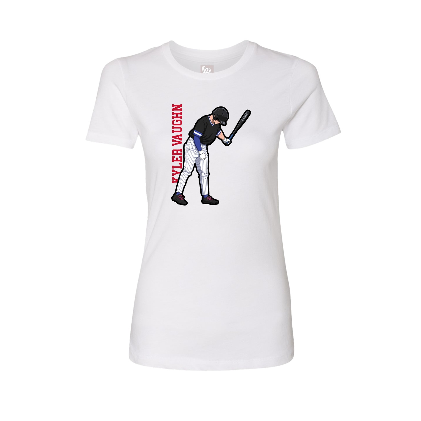 Fitted Women's Tee — Name Vertical in White
