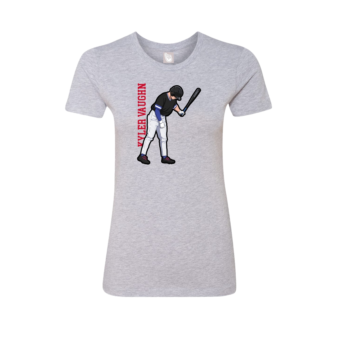 Fitted Women's Tee — Name Vertical in Grey