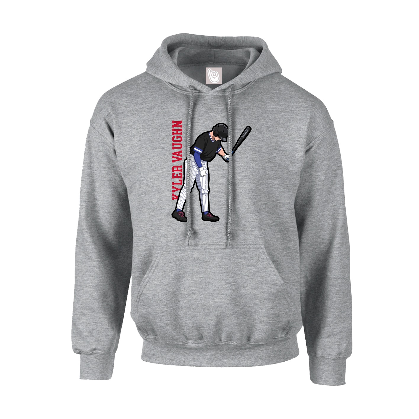 Youth Hoodie — Name Vertical in Grey
