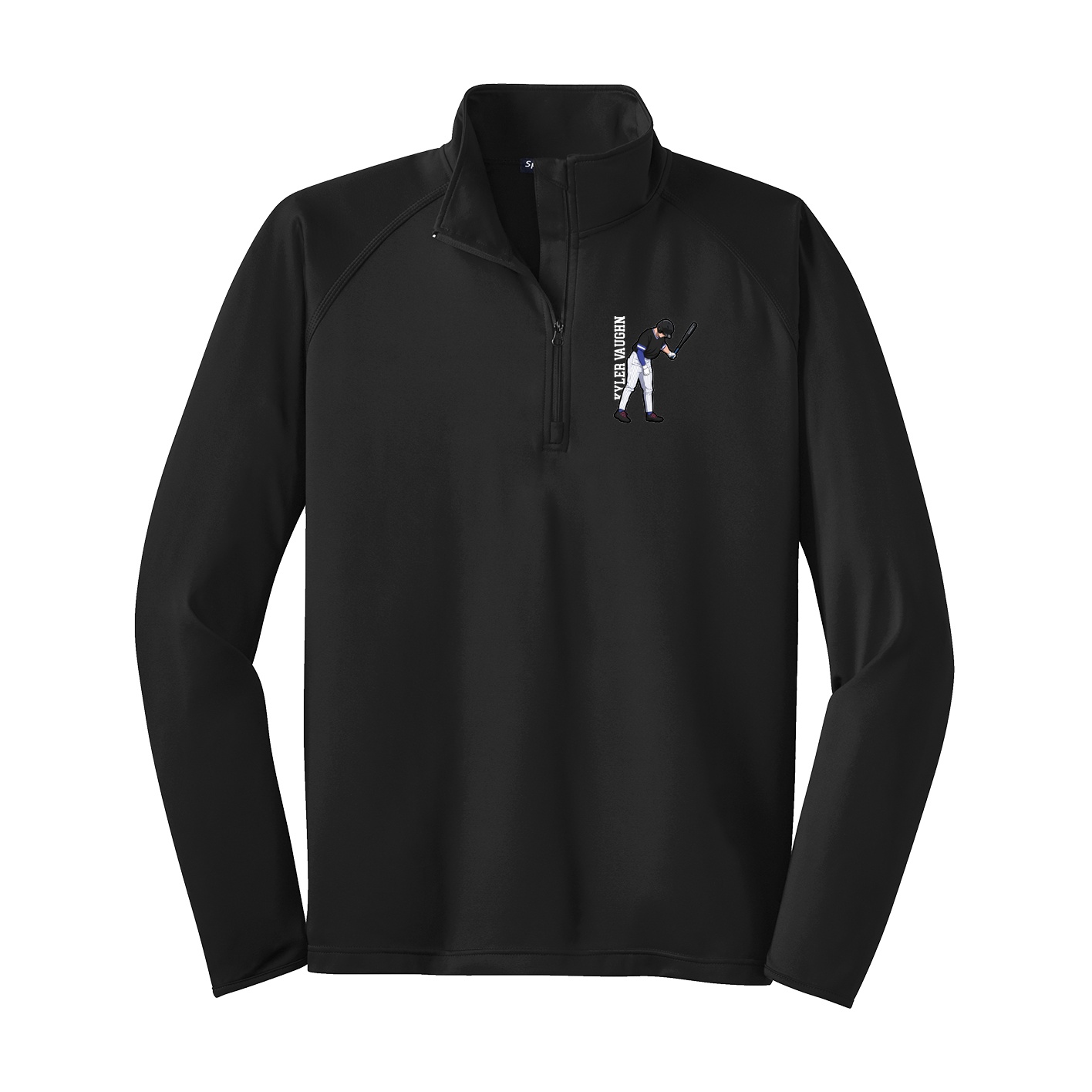 Q-Zip Pullover — Name Vertical in Black