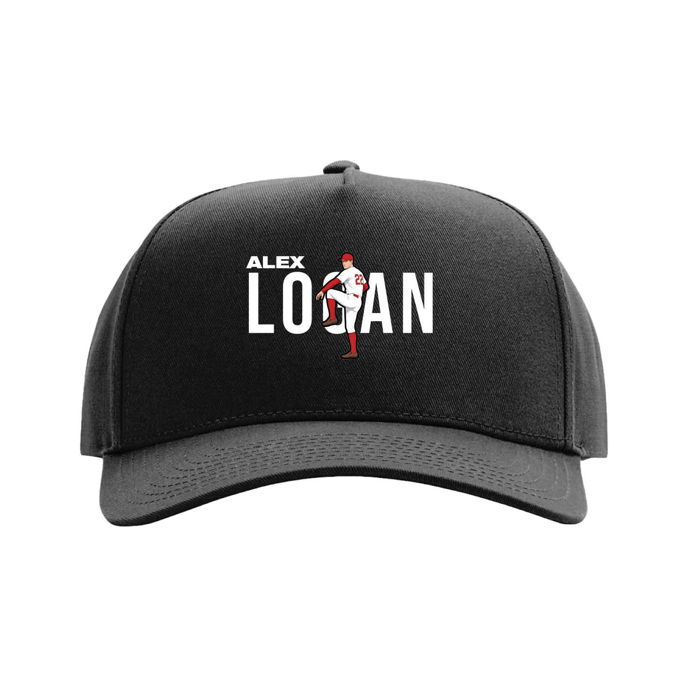 Full Fabric Five-Panel Champ Cap — Player Name in Black