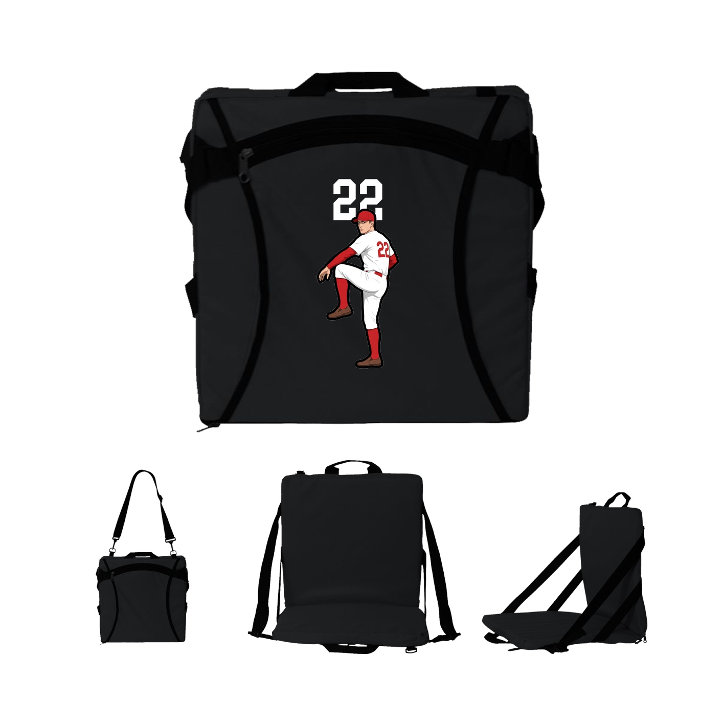 Folding Stadium Seat — Number Top in Black