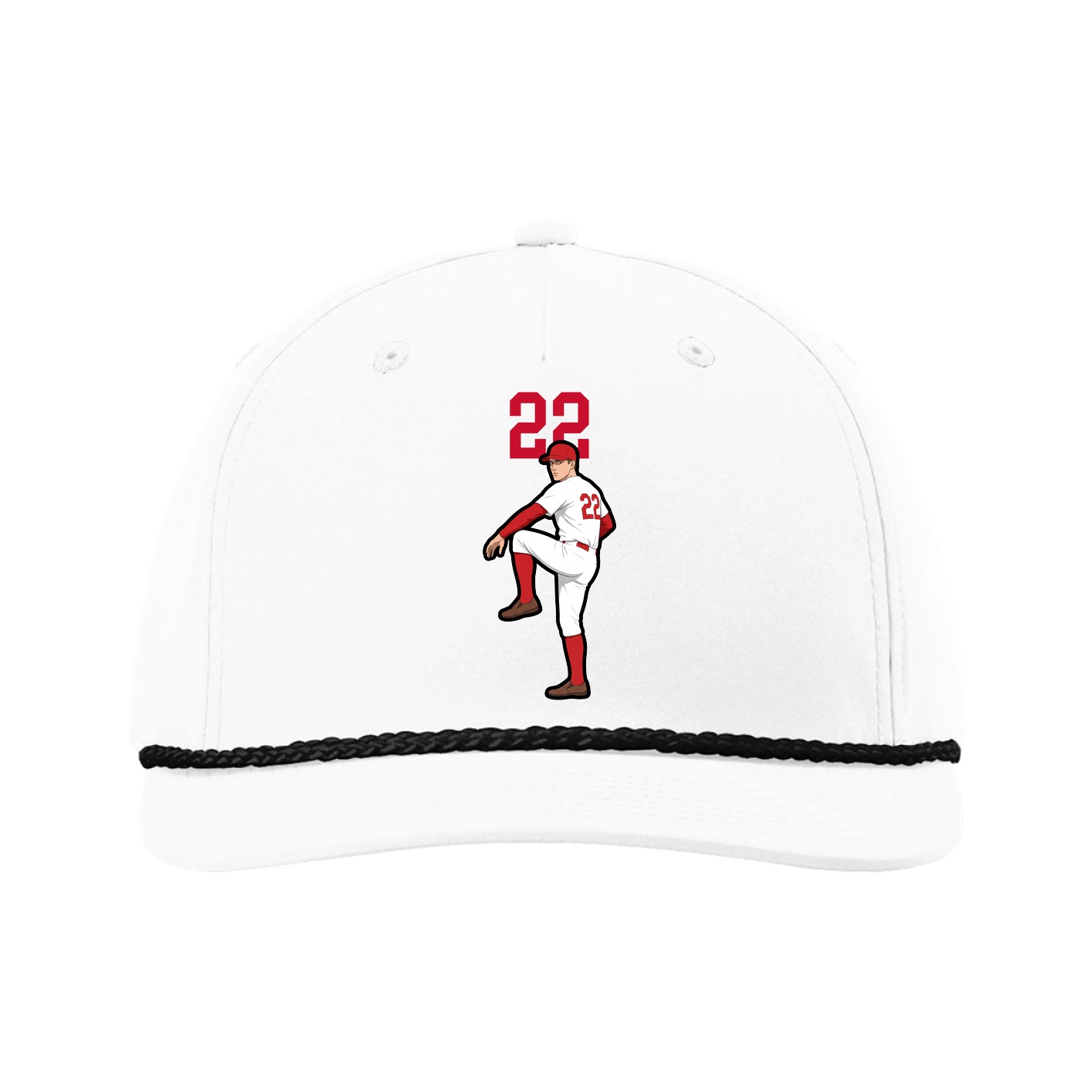 Five-Panel Classic Rope Cap — Number Top in White