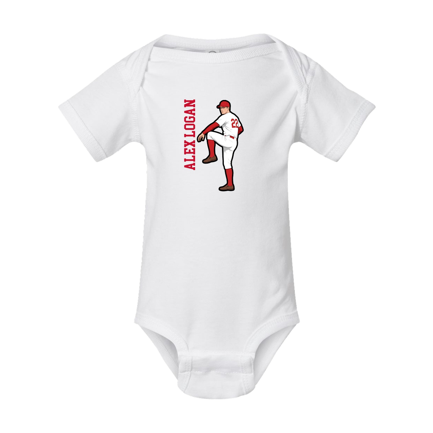 Baby Onesie — Name Vertical in White