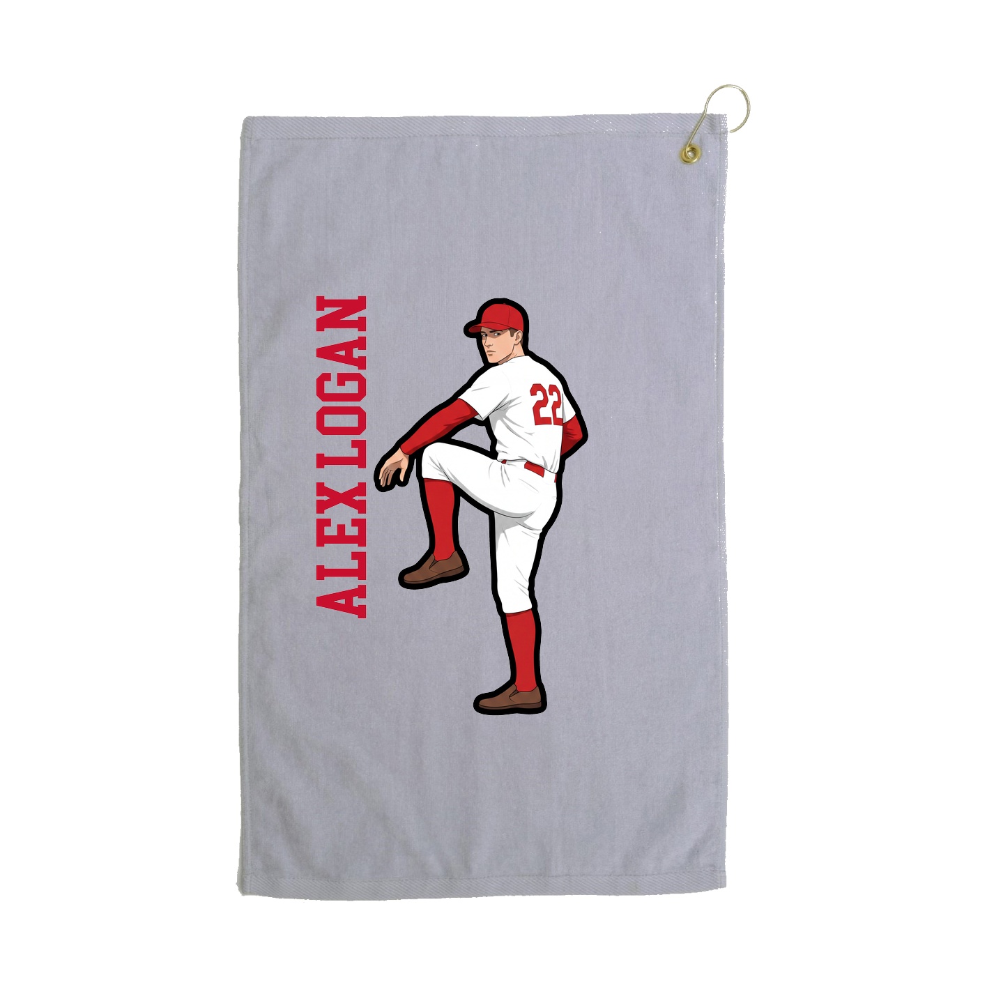 Golf Towel — Name Vertical in Grey