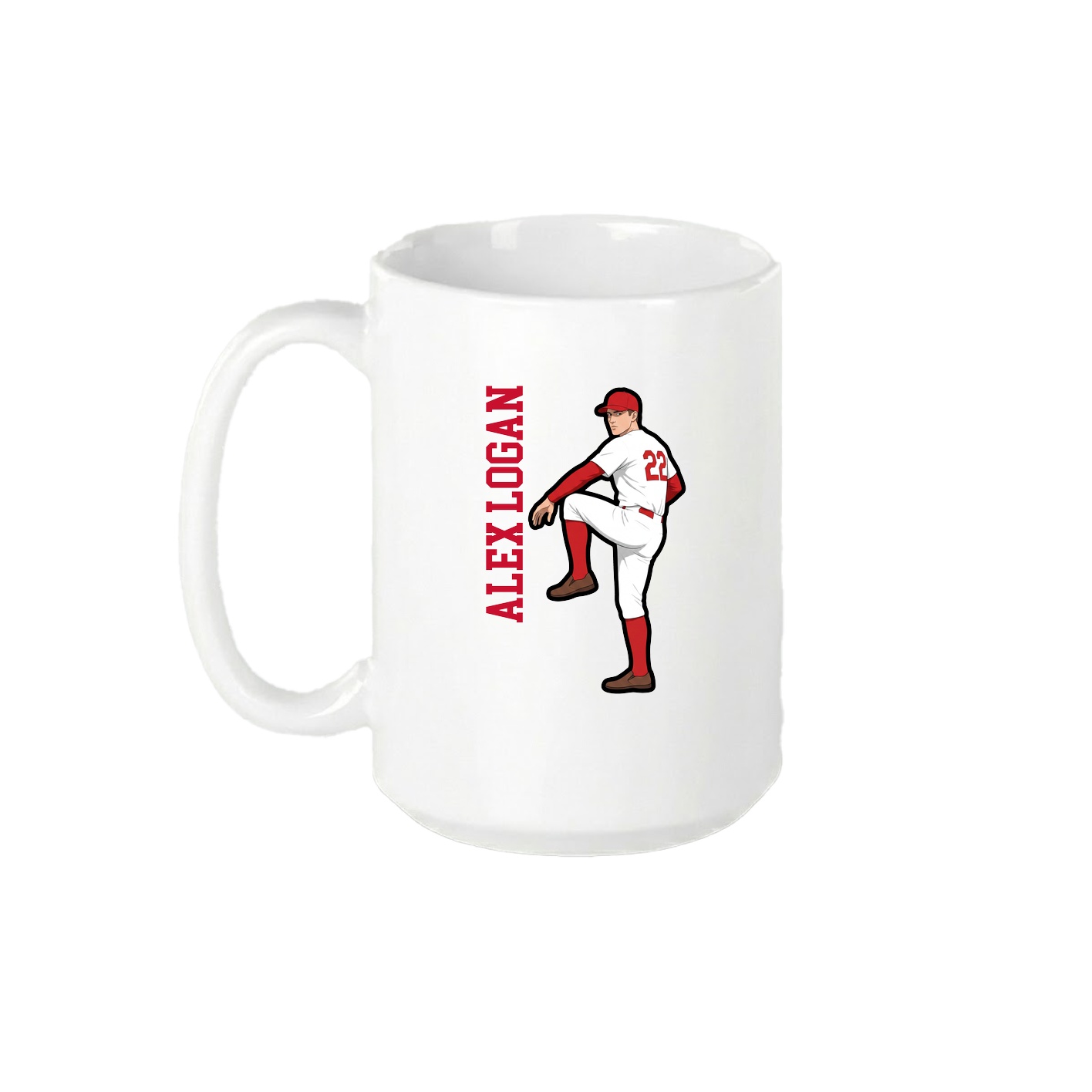 15oz Coffee Mug — Name Vertical in White