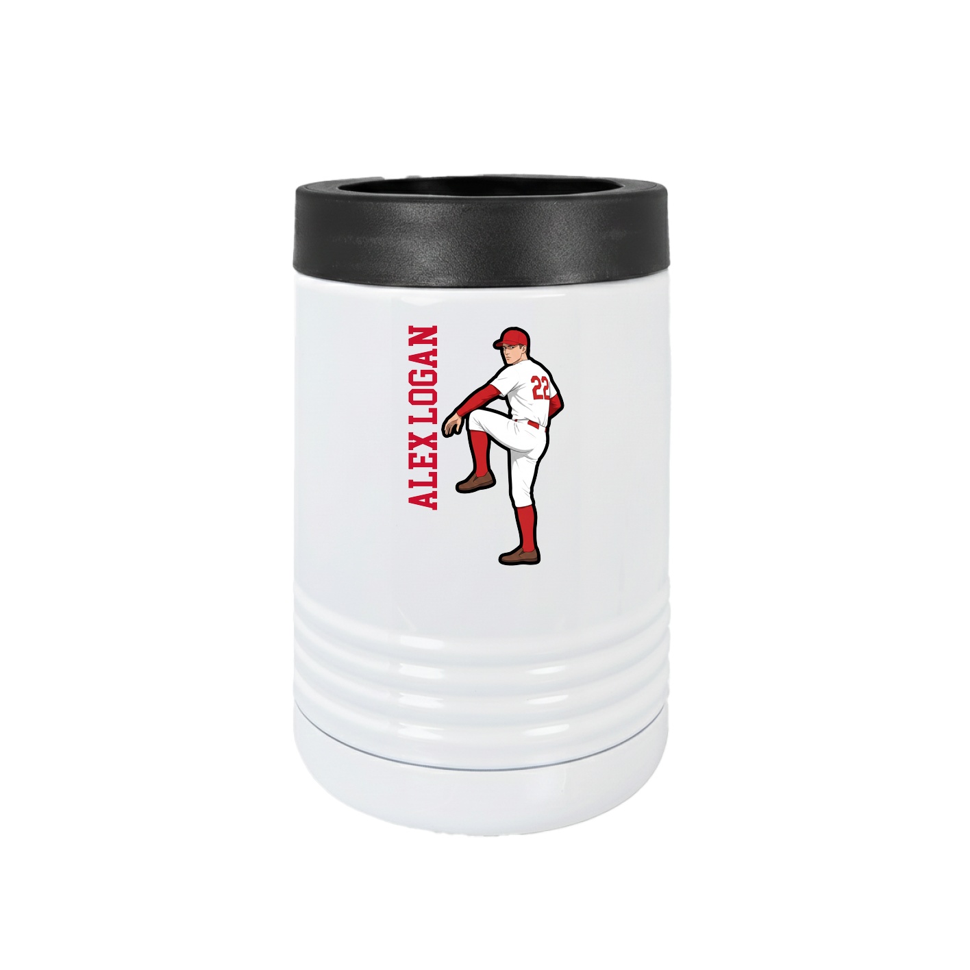 Beverage Holder — Name Vertical in White