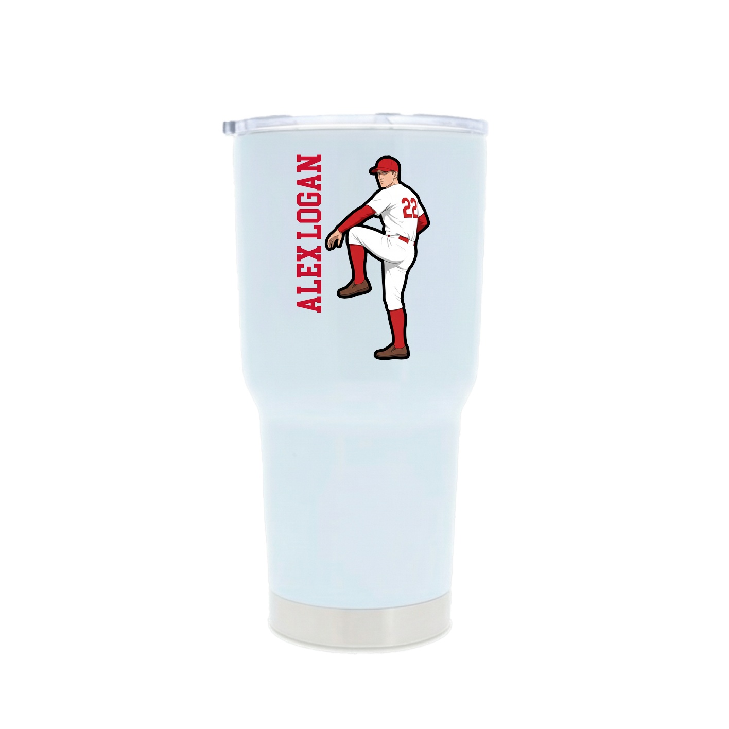 30oz Stainless Steel Tumbler — Name Vertical in White