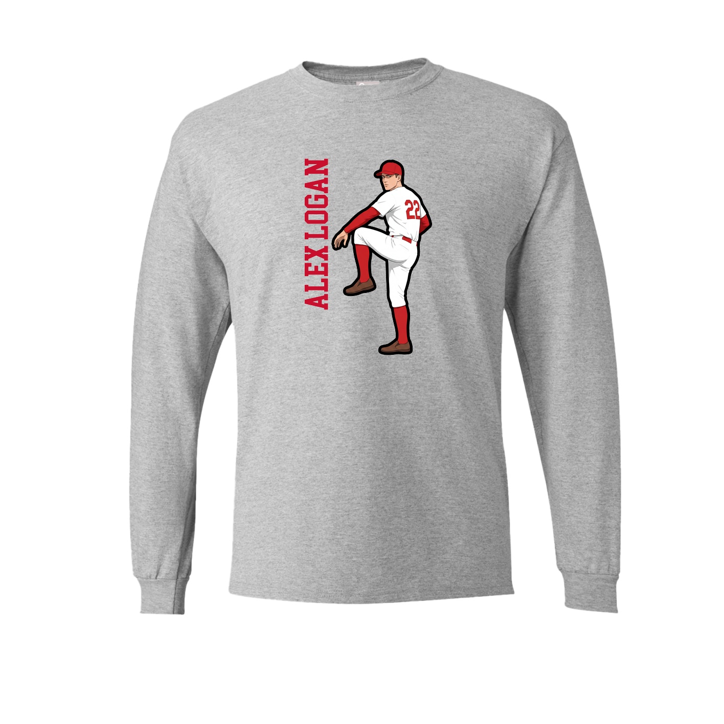 Long Sleeve Tee — Name Vertical in Grey