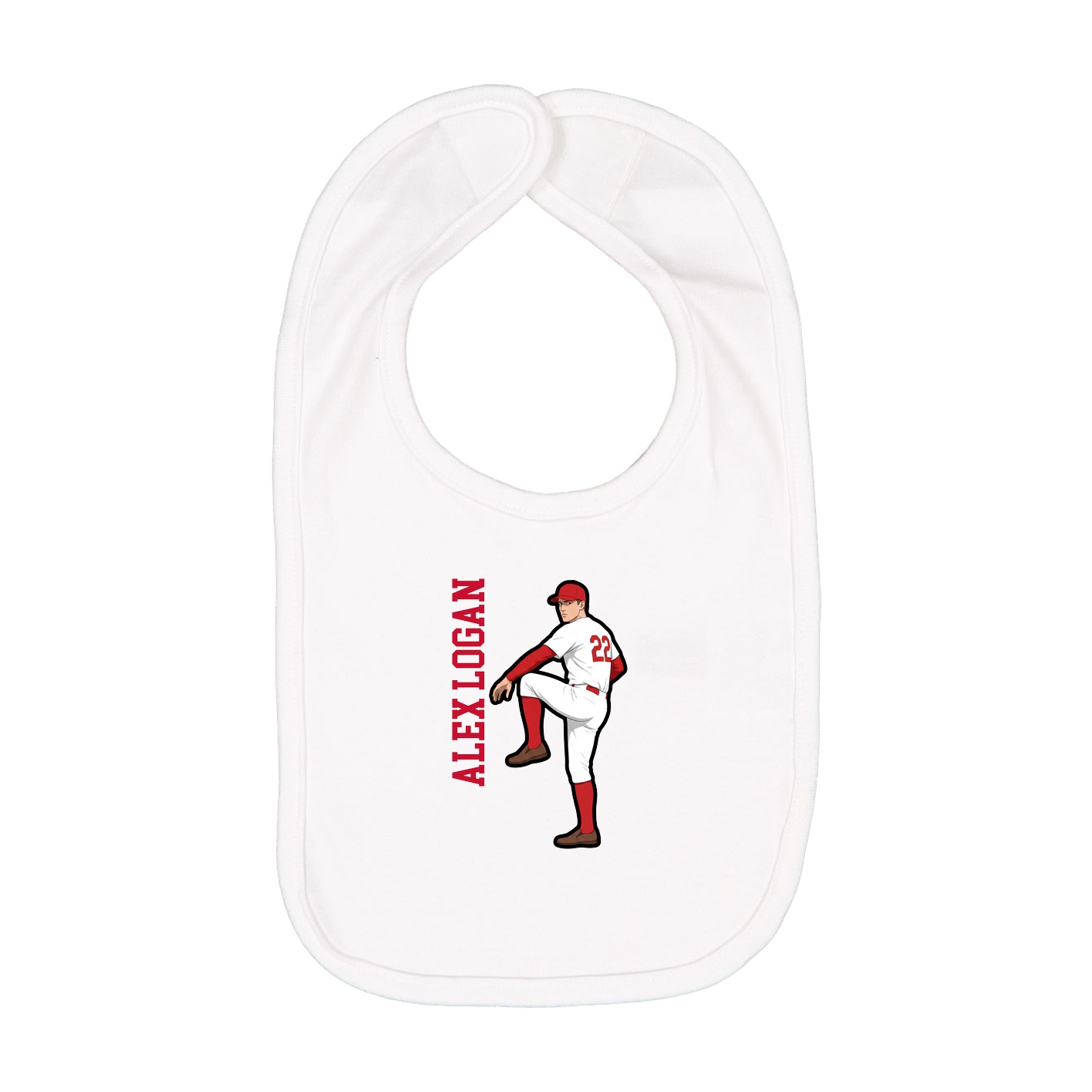 Infant Bib — Name Vertical in White