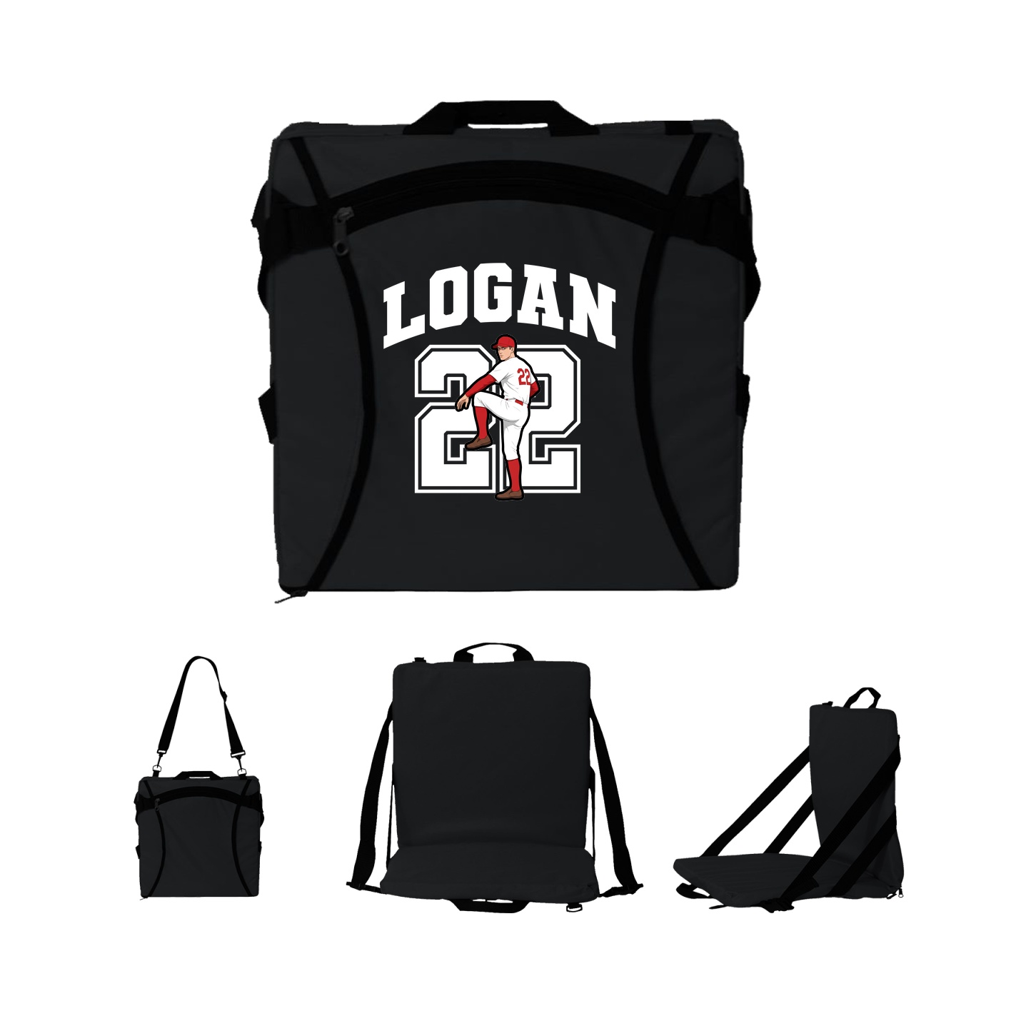Folding Stadium Seat — Number in Black