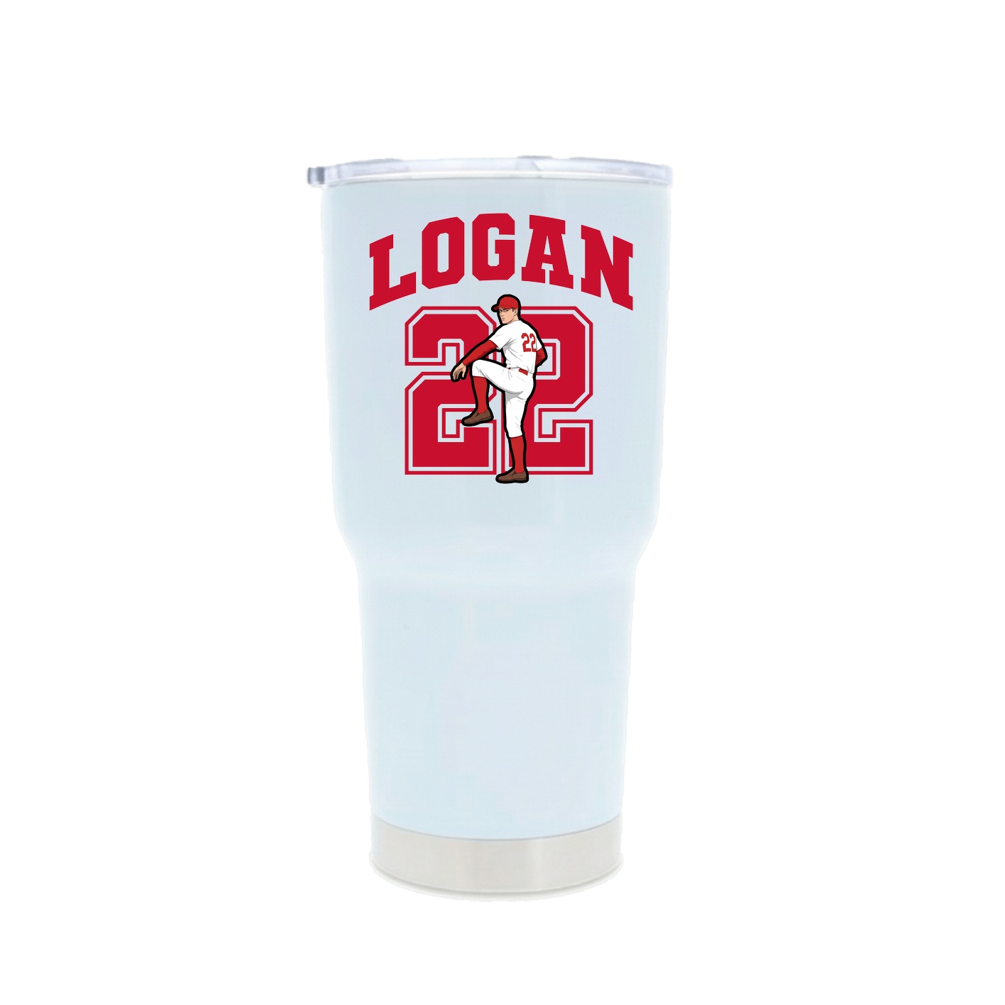 30oz Stainless Steel Tumbler — Number in White