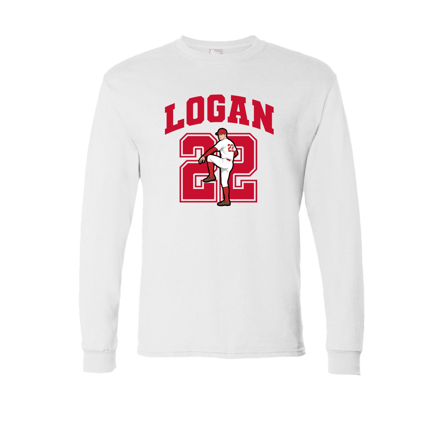 Long Sleeve Tee — Number in White