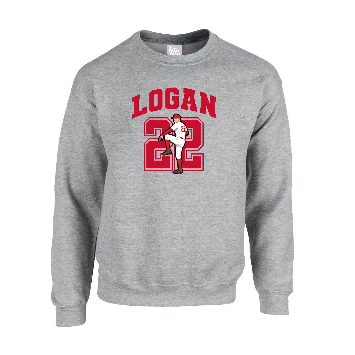 Fleece Crew — Number in Grey