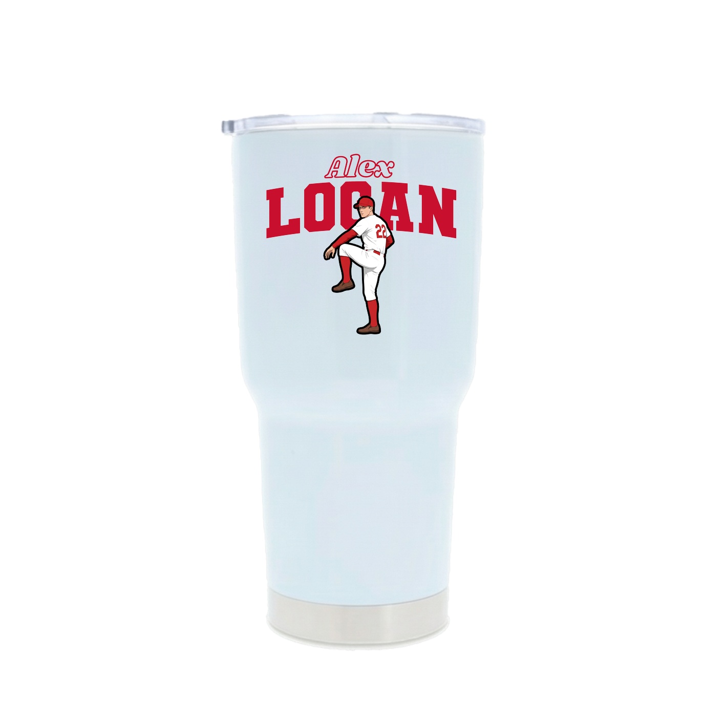 30oz Stainless Steel Tumbler — Name Arch in White