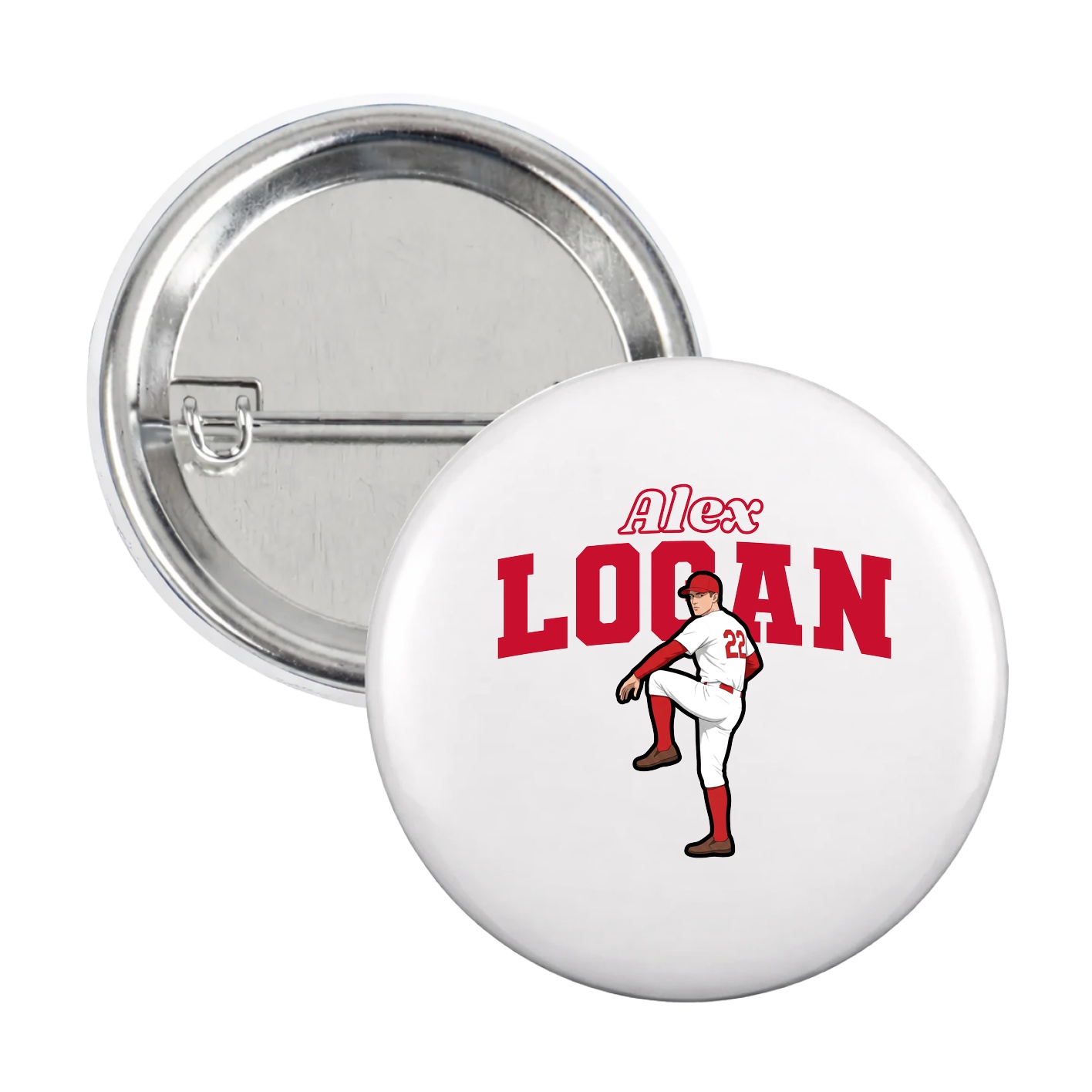 Game Day Button — Name Arch in White