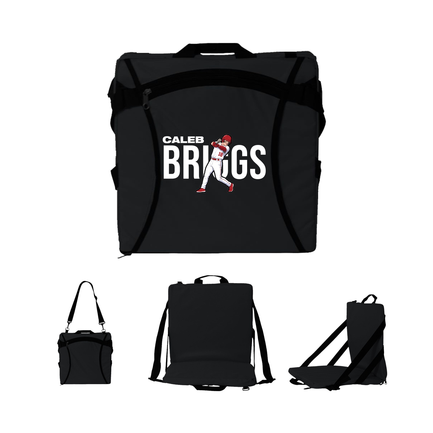 Folding Stadium Seat — Player Name in Black