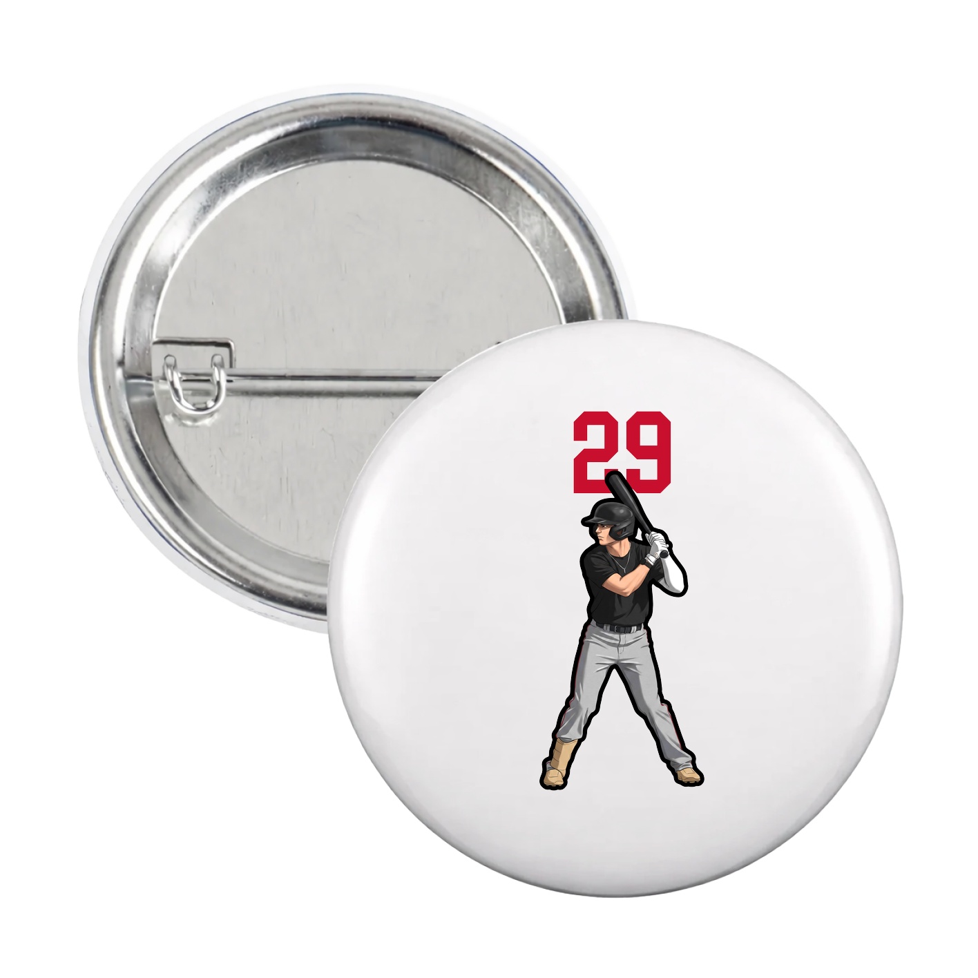 Game Day Button — Number Top in White