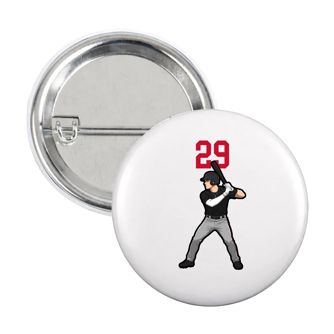 Game Day Button — Number Top in White