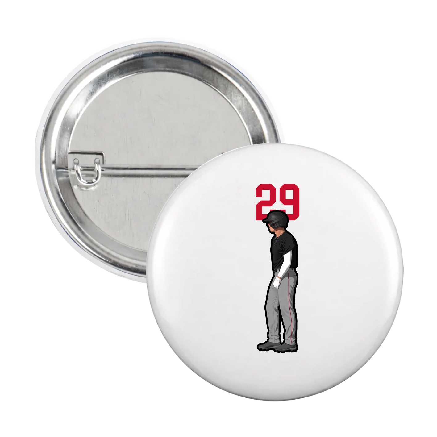 Game Day Button — Number Top in White