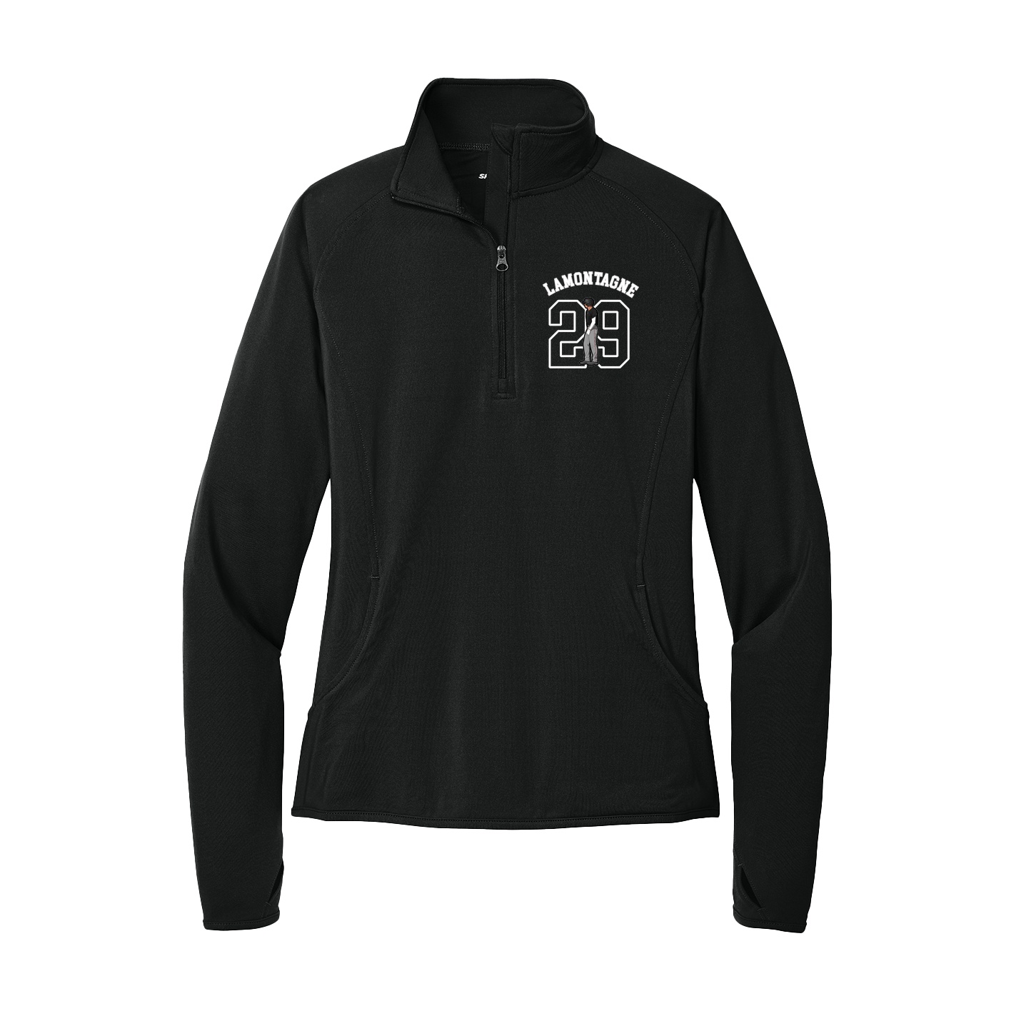 Women's Q-Zip Pullover — Shirsey Arch in Black