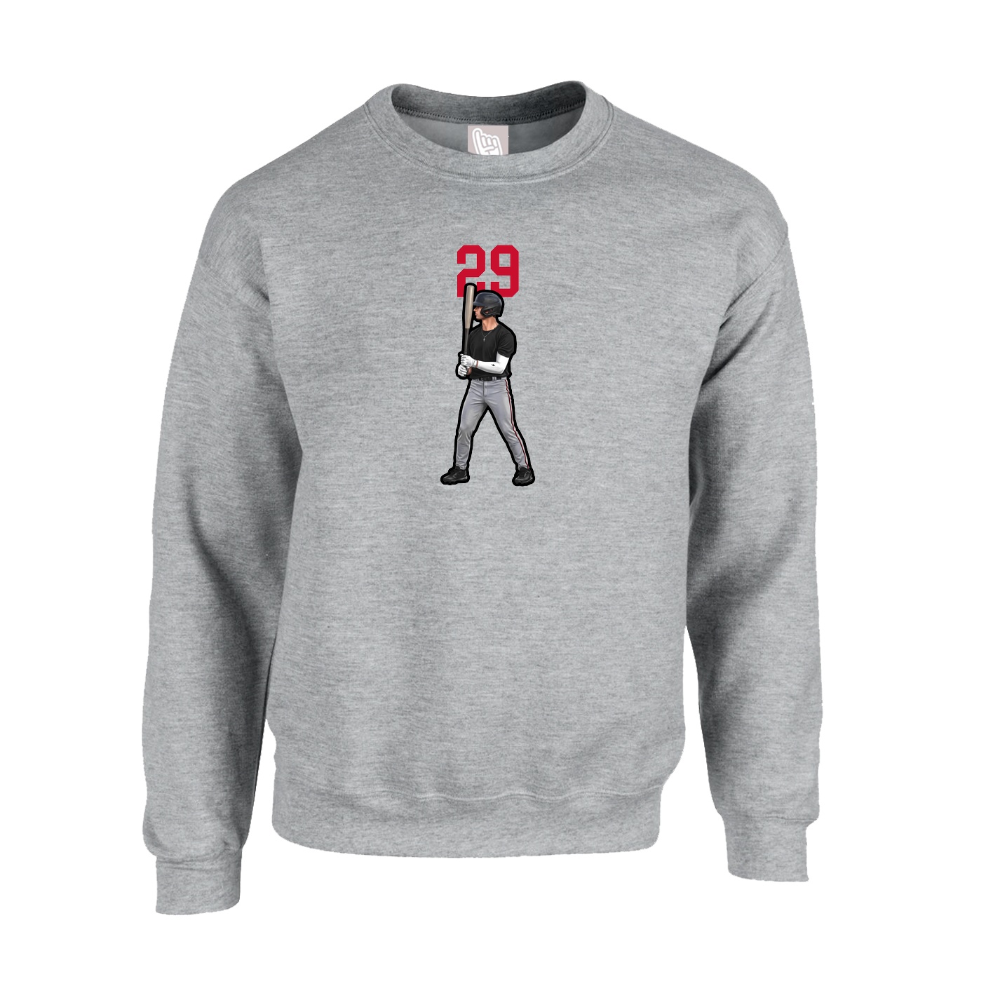 Fleece Crew — Number Top in Grey