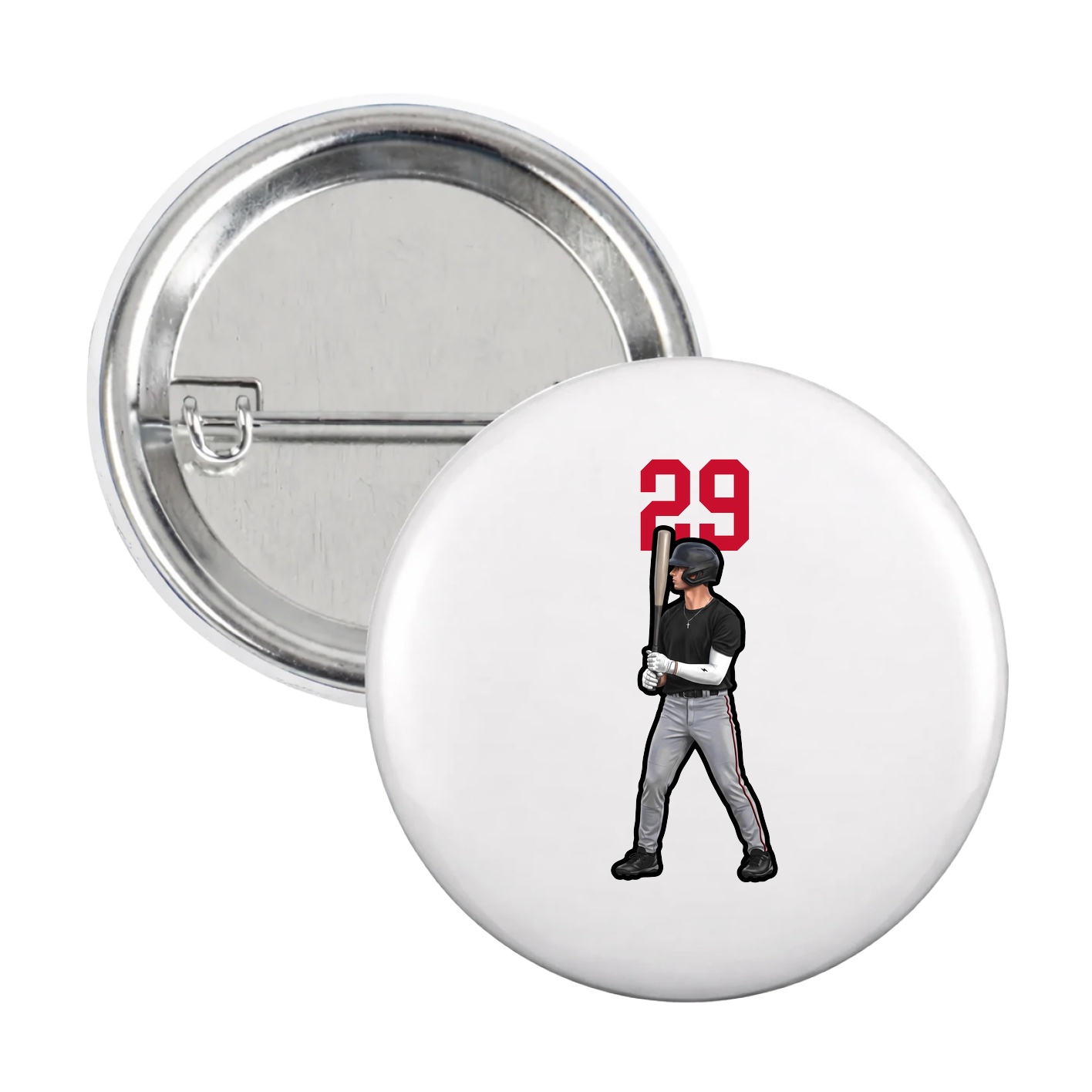 Game Day Button — Number Top in White