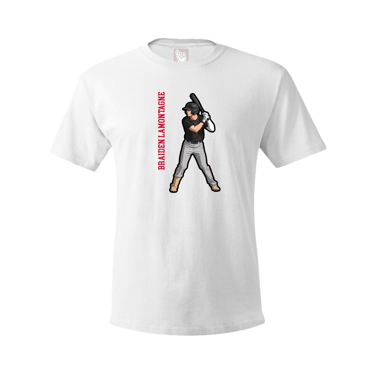Youth Tee — Name Vertical in White