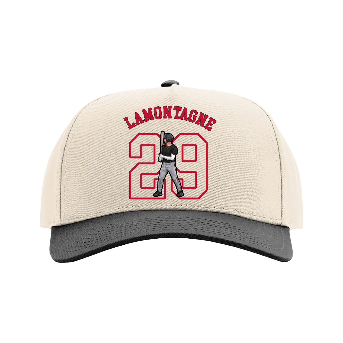 Full Fabric Five-Panel Champ Cap — Shirsey Arch in Cream/Black