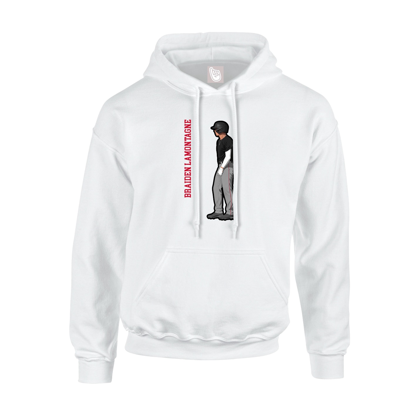 Youth Hoodie — Name Vertical in White