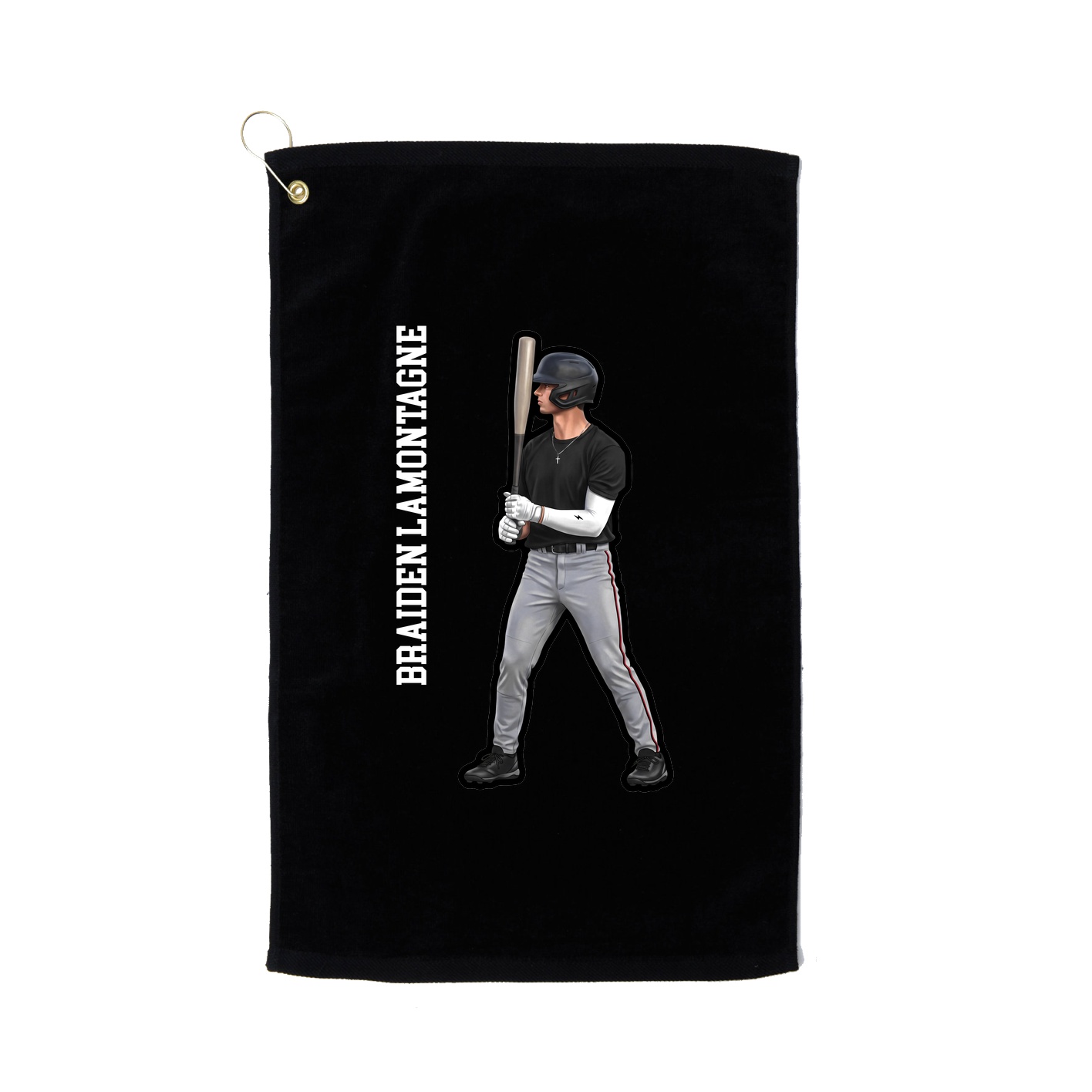 Golf Towel — Name Vertical in Black