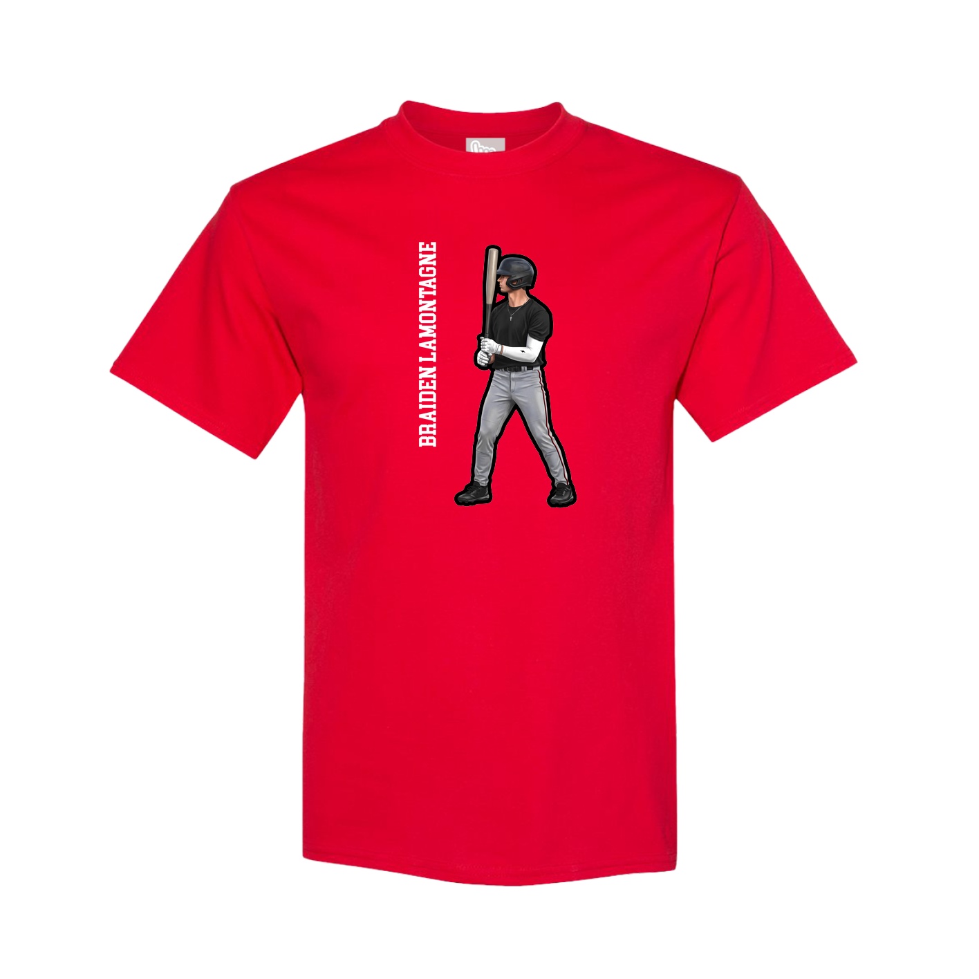Tee — Name Vertical in Red