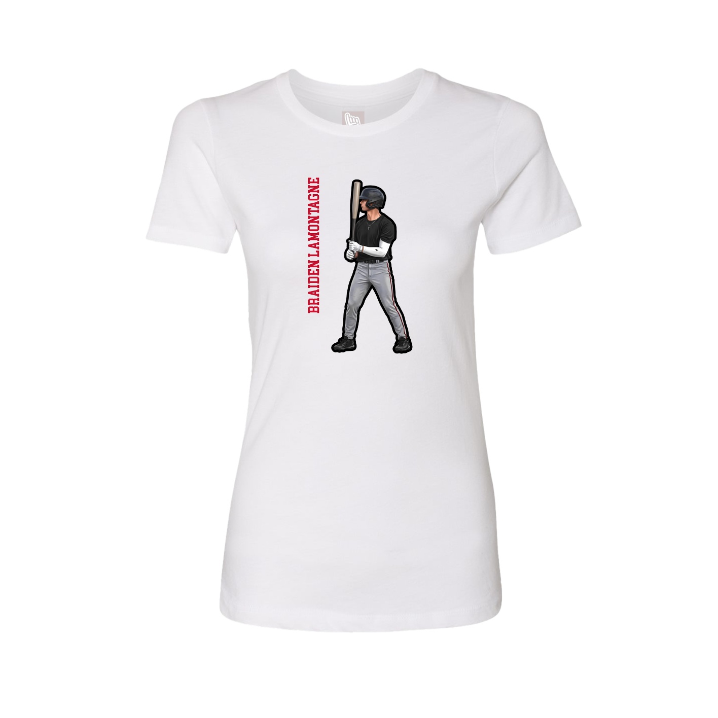 Womens Tee — Name Vertical in White