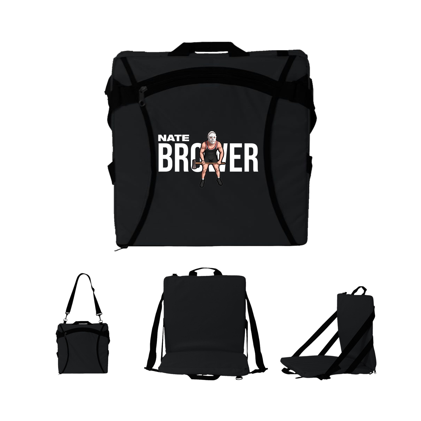 Folding Stadium Seat — Player Name in Black