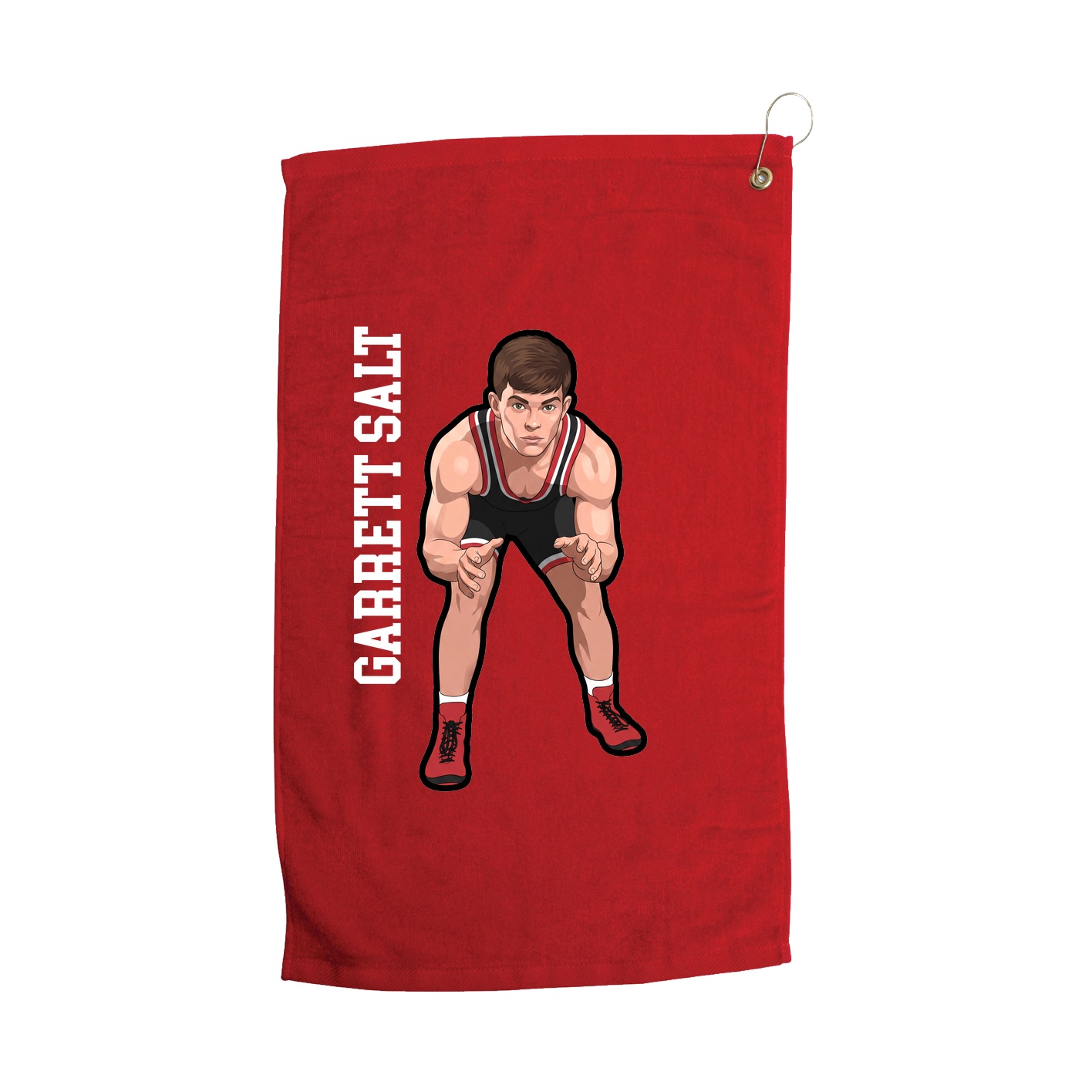 Golf Towel — Name Vertical in Red
