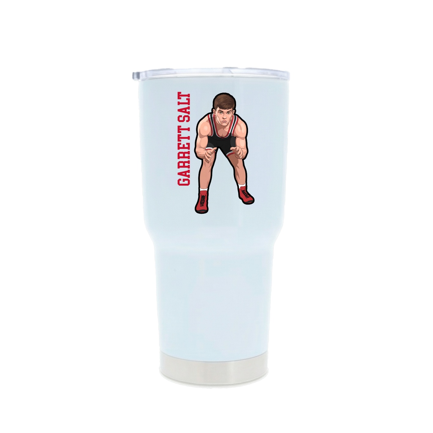 30oz Stainless Steel Tumbler — Name Vertical in White