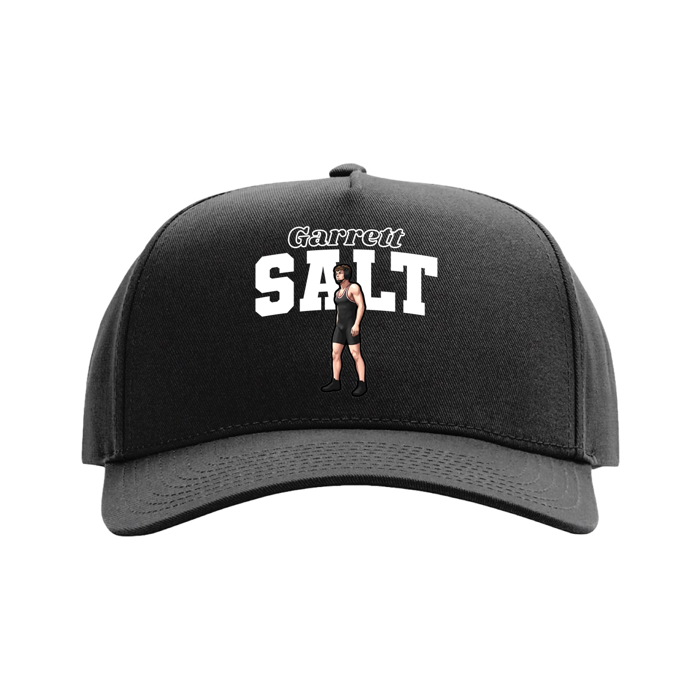 Full Fabric Five-Panel Champ Cap — Name Arch in Black