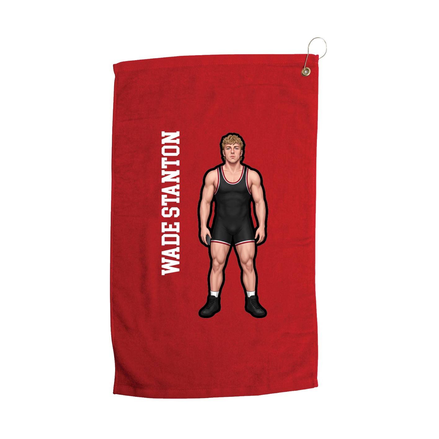 Golf Towel — Name Vertical in Red