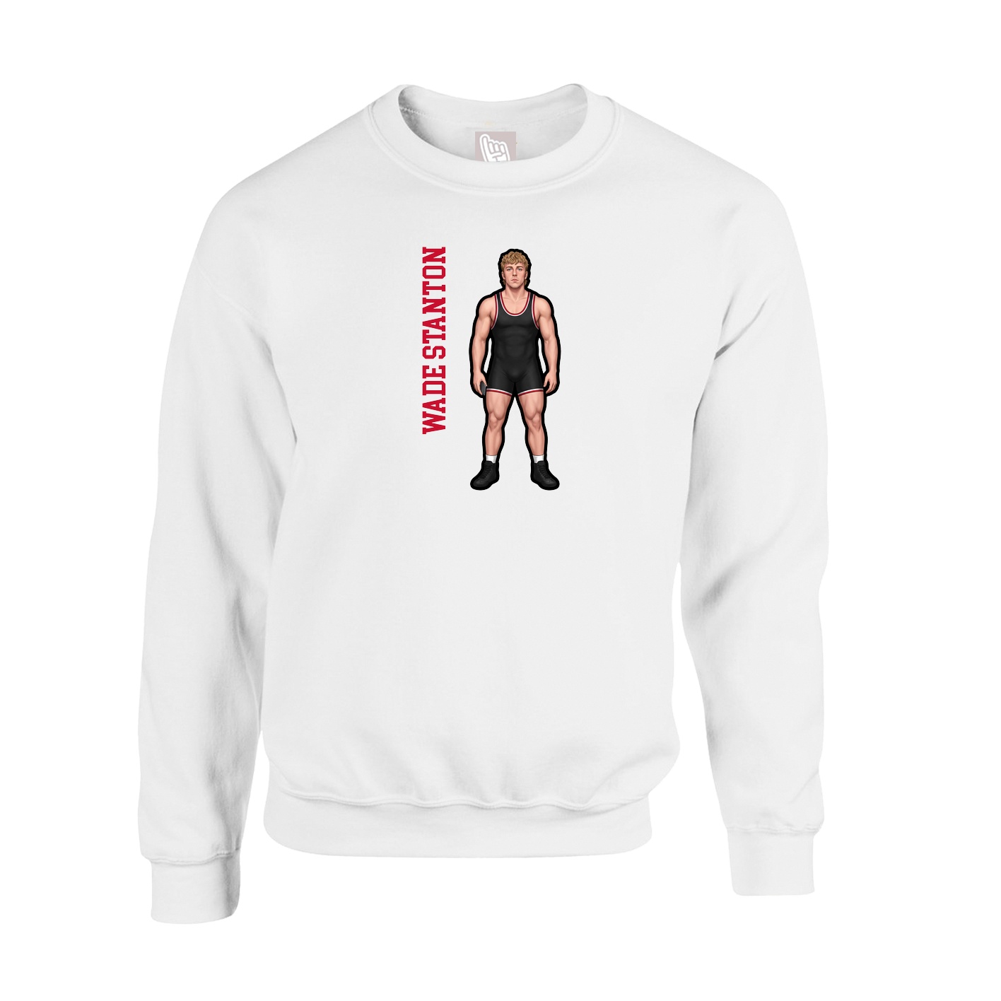 Fleece Crew — Name Vertical in White