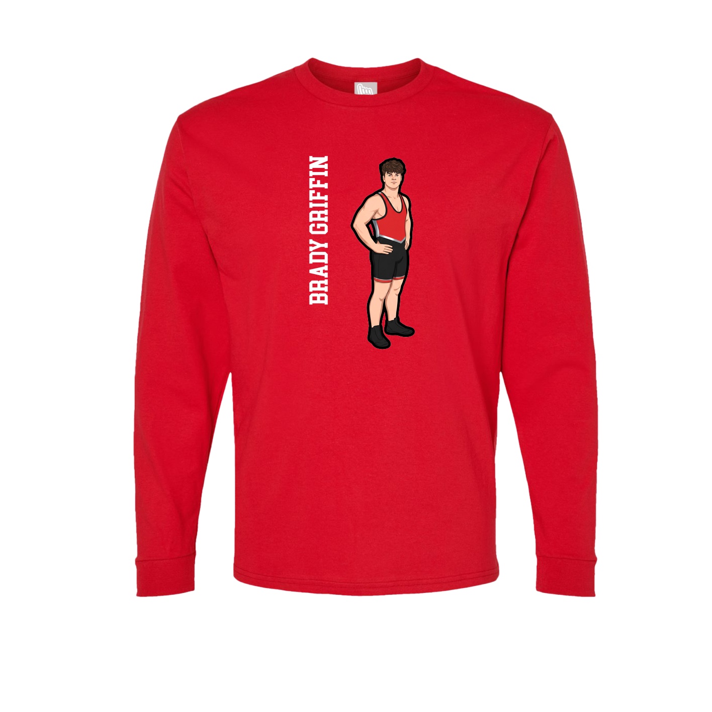 Long Sleeve Tee — Name Vertical in Red