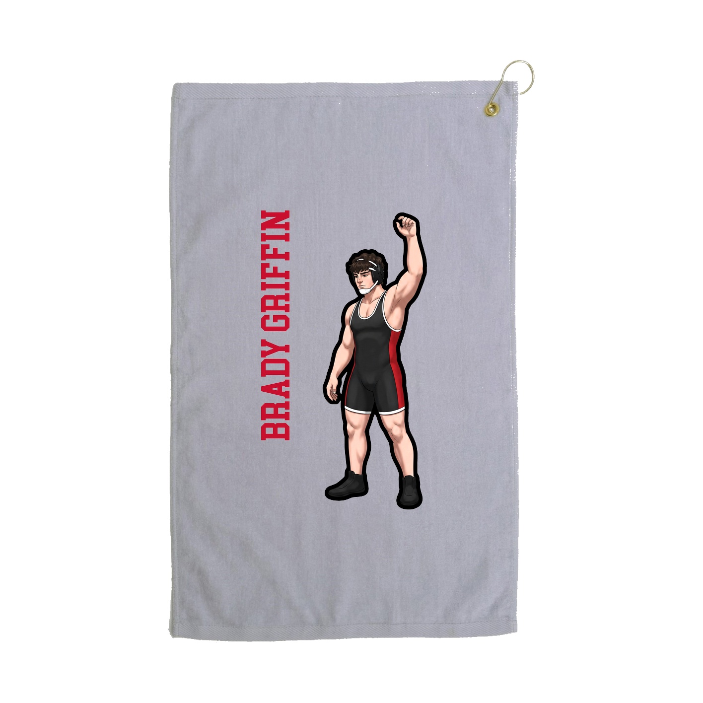 Golf Towel — Name Vertical in Grey