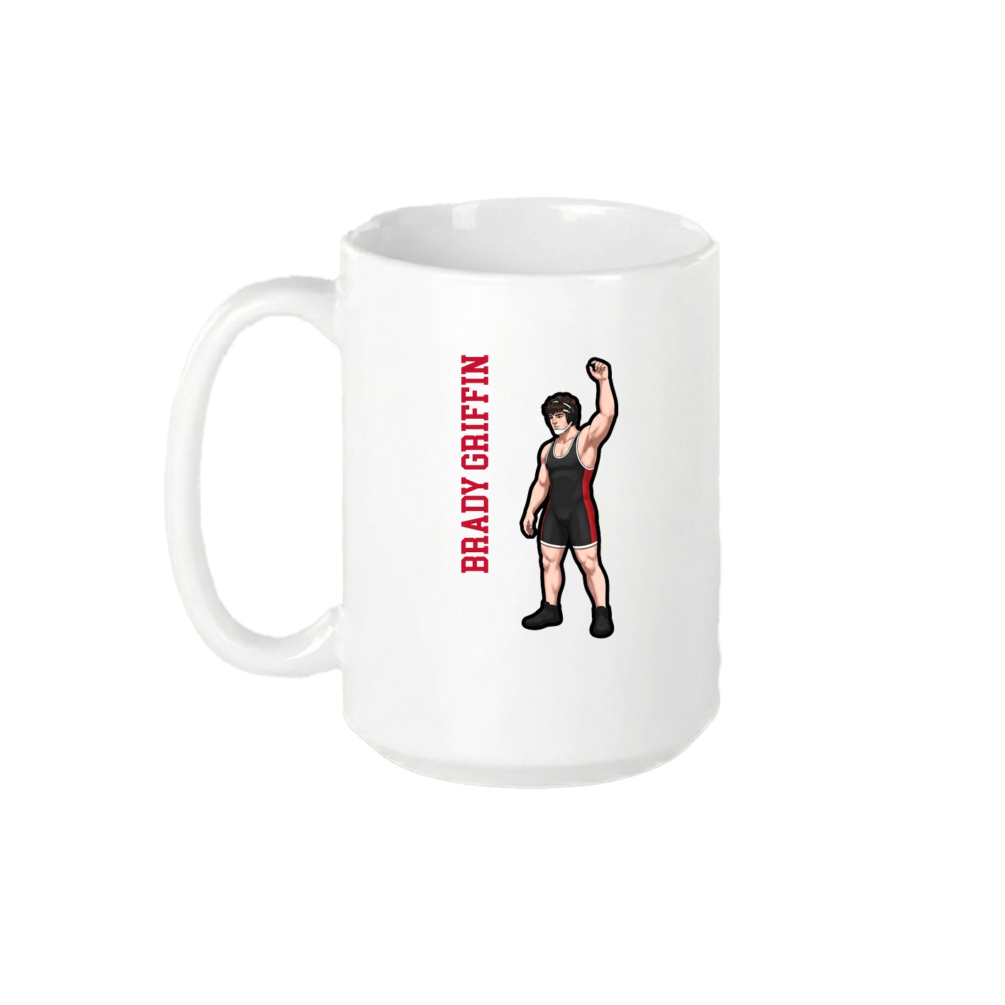 15oz Coffee Mug — Name Vertical in White