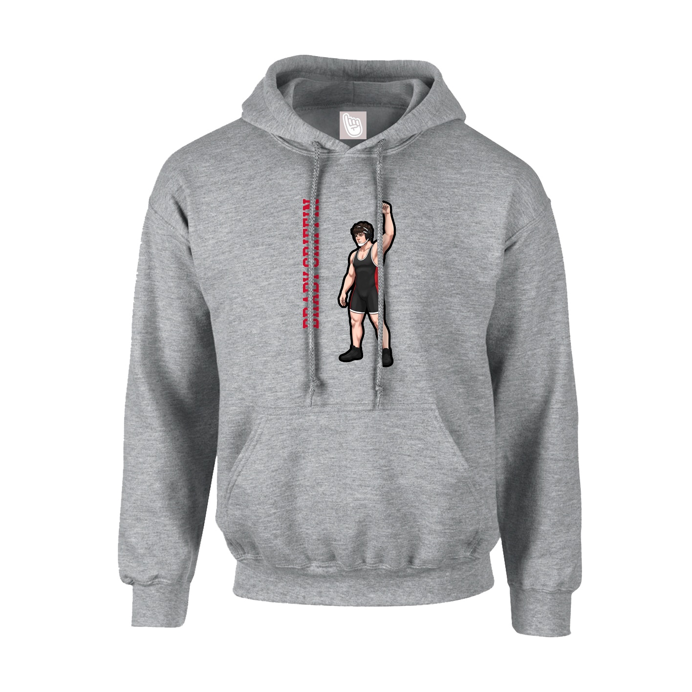 Hoodie — Name Vertical in Grey