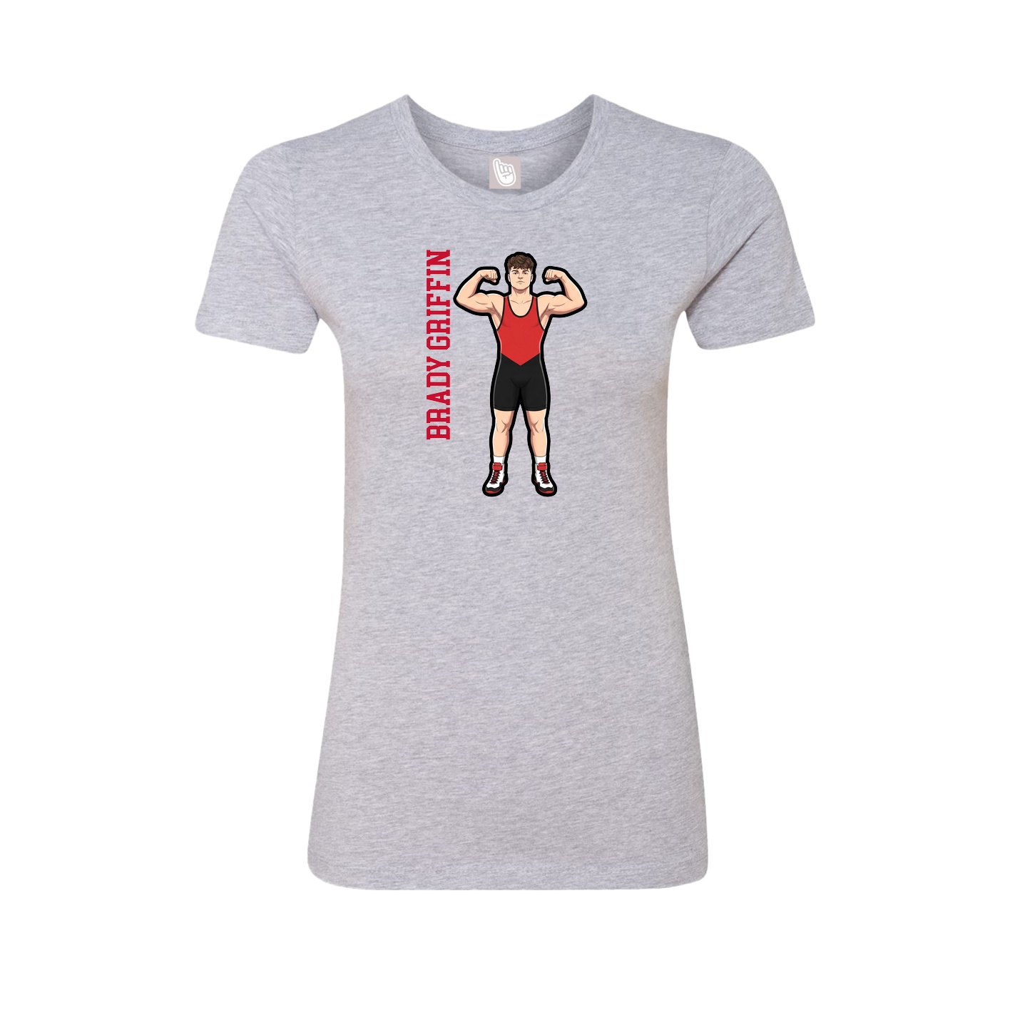 Womens Tee — Name Vertical in Grey