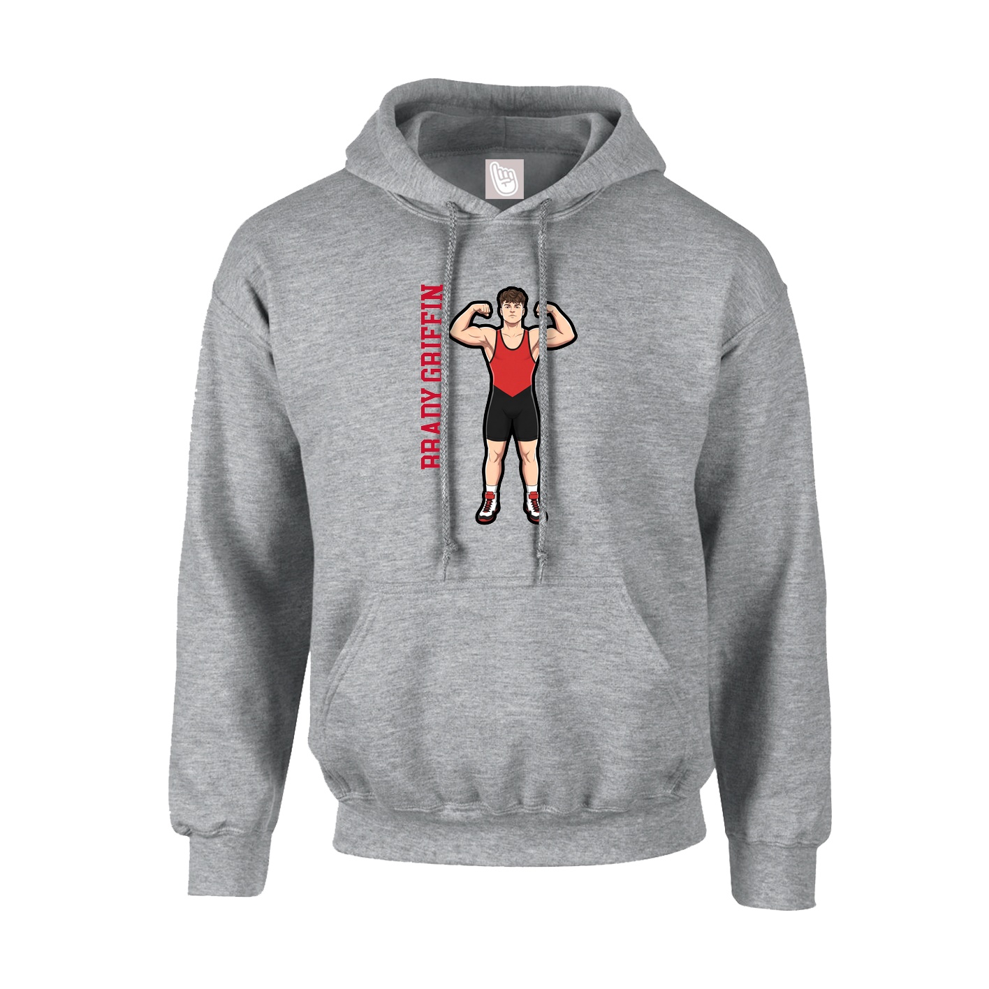 Youth Hoodie — Name Vertical in Grey